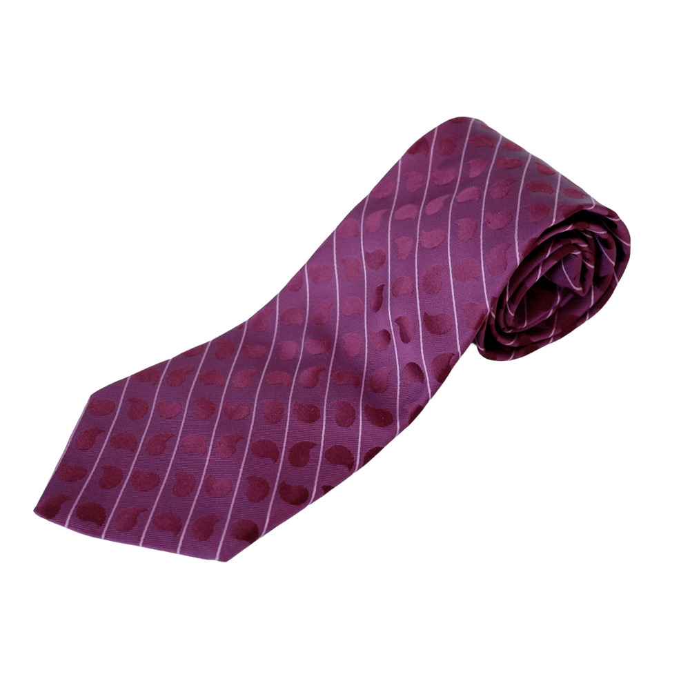VTG 90s DKNY Silk Paisley Striped Tie Luxury Wedding Business Retro Career Y2K